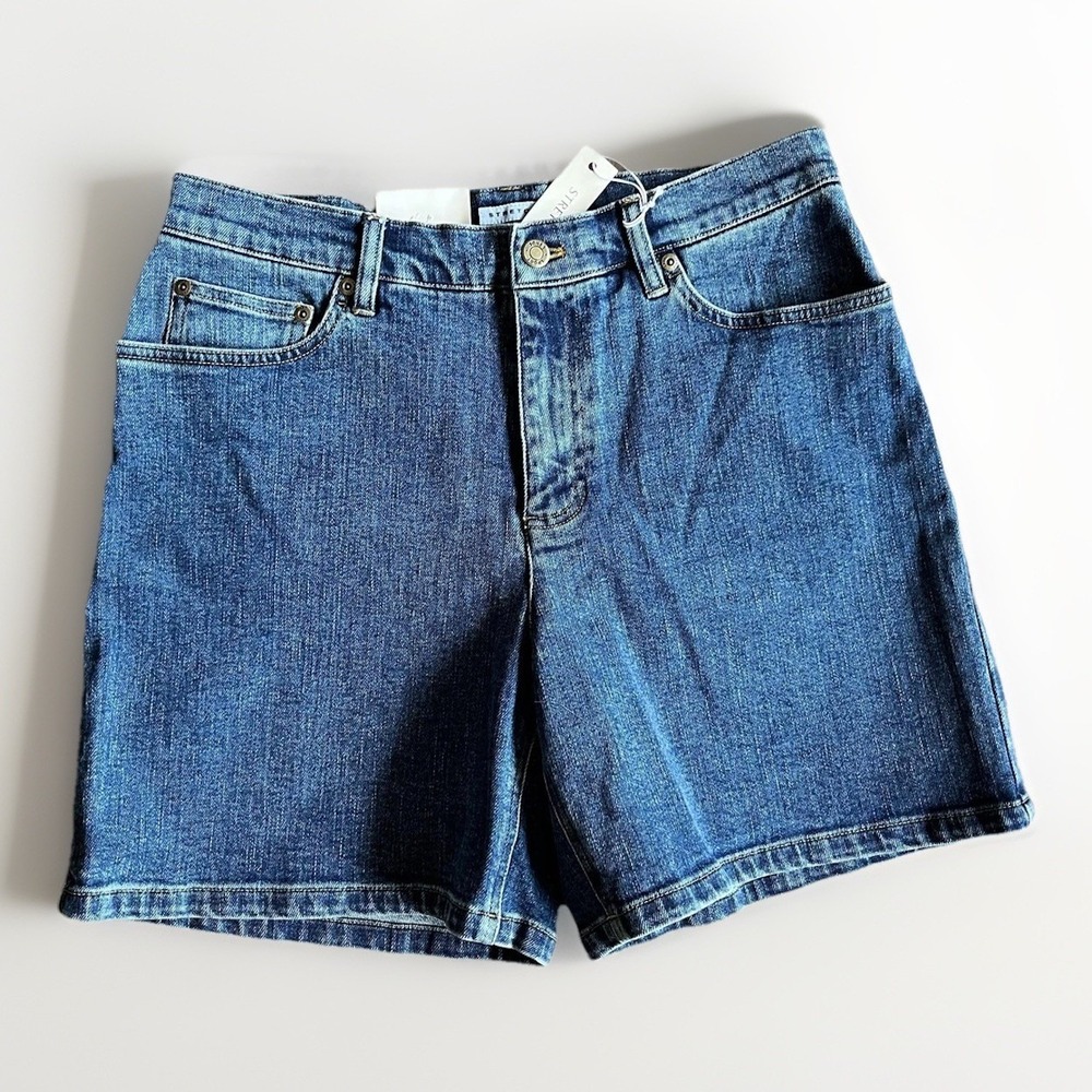 Jones Sport Shorts Womens 6 Blue Denim Bermuda Stretch 5 Pocket Casual Summer